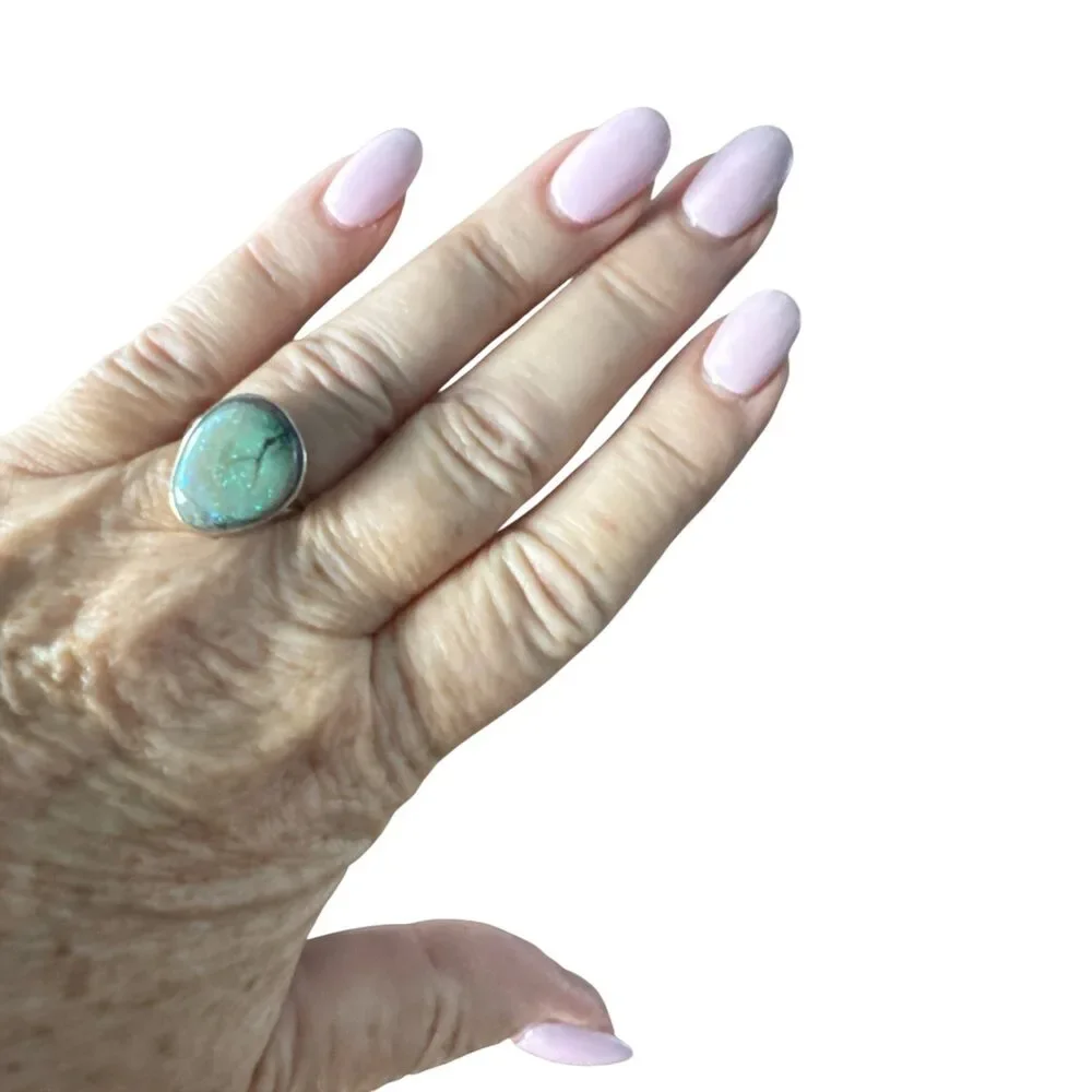 Monarch Opal Solid 925 Sterling Silver Ring 6 - Picture 2 of 3